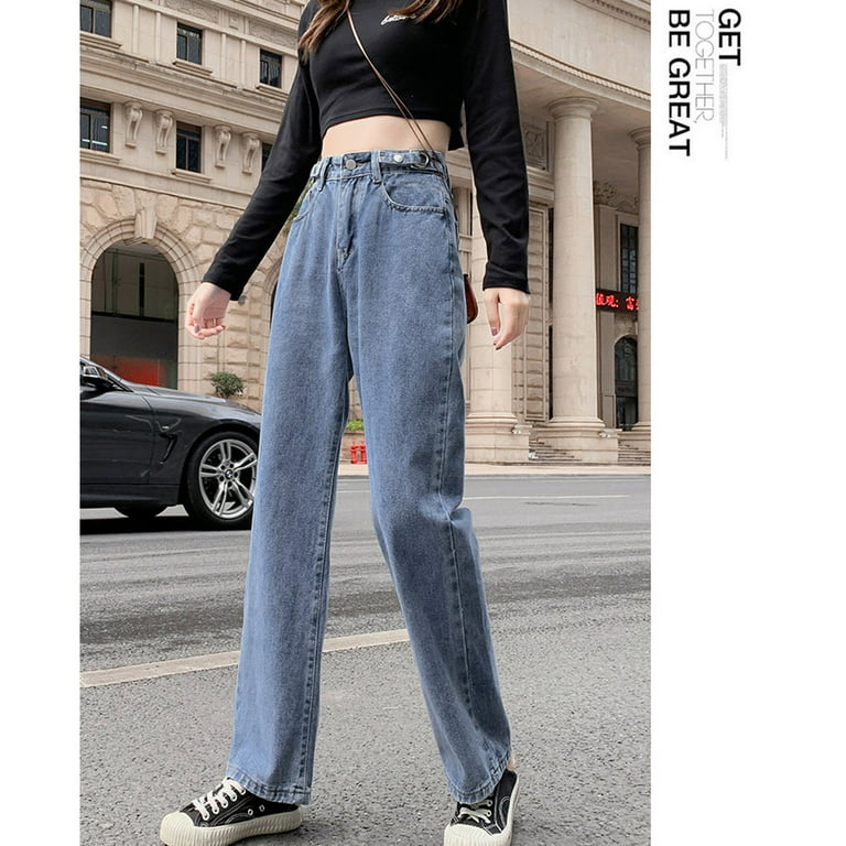 Jean 18 Women's Solid Mid Waisted Wide Leg Pants Long Pants for