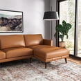 thumbnail image 7 of ASHCROFT Isabel 105" Mid-Century L-Shaped Genuine Leather Right Facing Chaise Sectional, Dark Brown Pillow Back Sectional Sofa for Living Room Waiting Area Office Apartment Dorm Home, Tan, 7 of 7