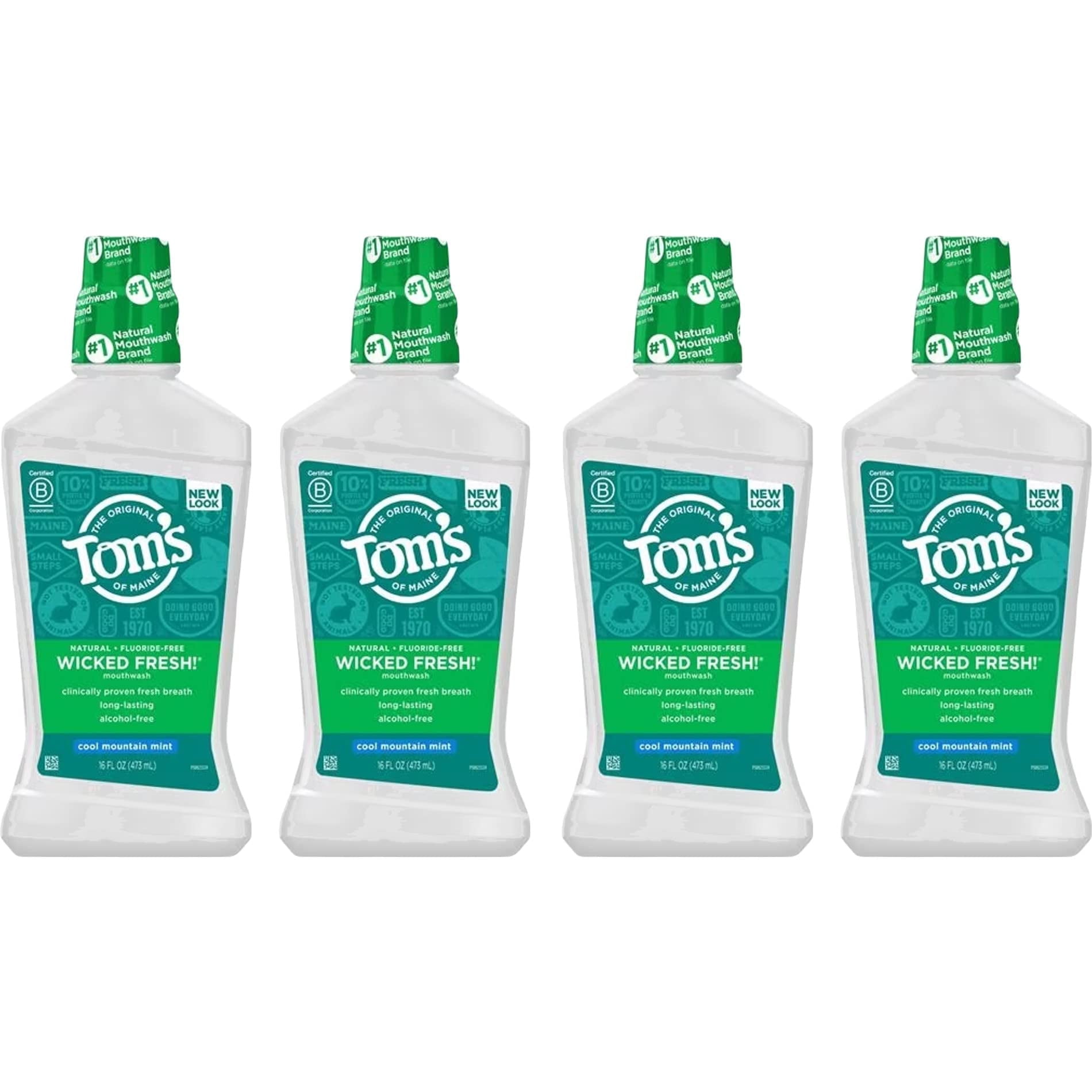 Tom,S Of Maine Wicked Fresh! Mouthwash Cool Mountain Mint 16 Oz (Pack Of 4)
