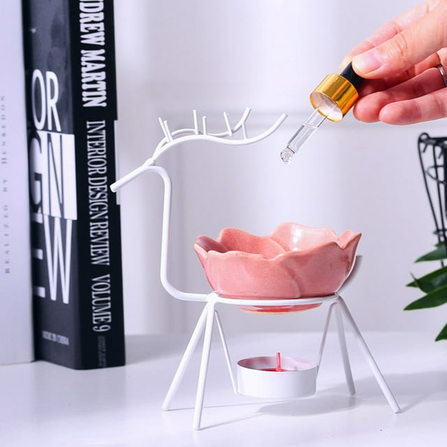 EGNMCR Stainless Steel Deer Candle Aromatherapy Oil Lamp Decorations Aroma Furna Iron frame