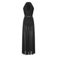 thumbnail image 5 of iiniim Women's Long Lyrical Dance Mesh Sleeveless Split Dress Modern Contemporary Dancewear Black S, 5 of 7