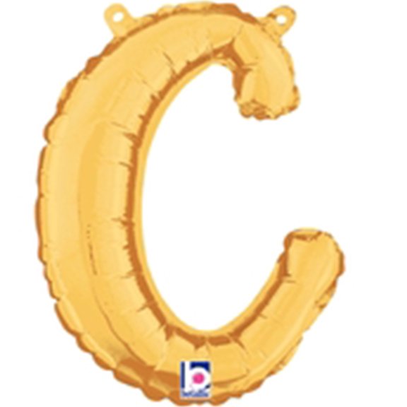 14 inch Script Letter C - Gold (Air-Fill Only) Betallic Foil Mylar Balloon - Party Supplies Decorations