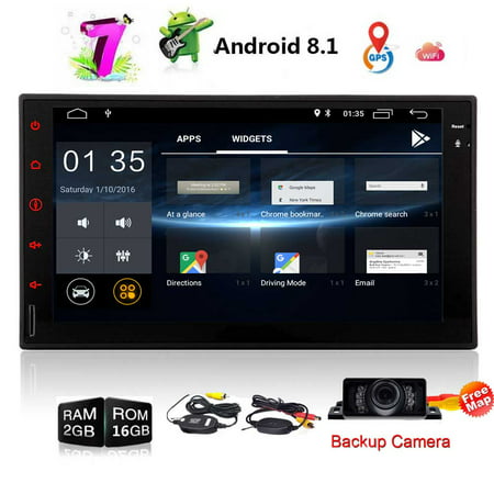 EinCar Android 8.1 Double Din Car Stereo Head Unit Quad Core Sat Nav Bluetooth Car Multimedia Player Support GPS Navigation DAB+ WIFI Android Auto AUX USB SD 7