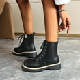 thumbnail image 6 of Black Women'S Stylish Comfort Winter Boots Featuring Round Toe And Lace-Up Design With Side Zipper Low Heel For Outdoor Activities, 6 of 9
