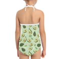 thumbnail image 3 of SEANATIVE Size 7-8 Y Girls Swimsuit One Piece Leisure Lace Up Beach Swimwear for Kids Girls Soft Avocado Print Toddler Bathing Suit Cover Up, 3 of 5