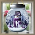thumbnail image 4 of Hometravel Christmas Snowman Disc Pendant, Purple Snowman Round Hanging Ornament, Holiday Window Decoration for Porch, Home, Indoor Seasonal Display, 4 of 6