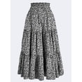 thumbnail image 2 of jinghuiyue Womens Boho Floral Midi Skirt Elastic High Waist A Line Flowy Swing Casual Beach Skirts L, 2 of 7