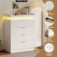 thumbnail image 5 of Pusnapku Fluted 4 Drawers Dresser, 38" Tall Modern Chest of Drawers with Power Outlet,LED Light, Vertical Wood Storage Dresser for Living Room,Bedroom, 5 of 9
