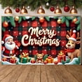 thumbnail image 5 of Plaid Pattern Christmas Banner Snowflake Design Merry Christmas Banner Santa Claus Reindeer Xmas Banner for Christmas Party Home Decoration Holiday Celebration, 5 of 7