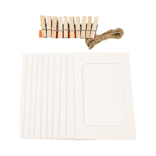 Xihbxyly Juego de Marcos de Fotos Colgantes, Marcos de Papel Kraft para Armar Uno Mismo, Clips de Cuerda con Clips, Decoración Rústica para El Hogar, Exhibición de Pared Personalizada, Perfecto para