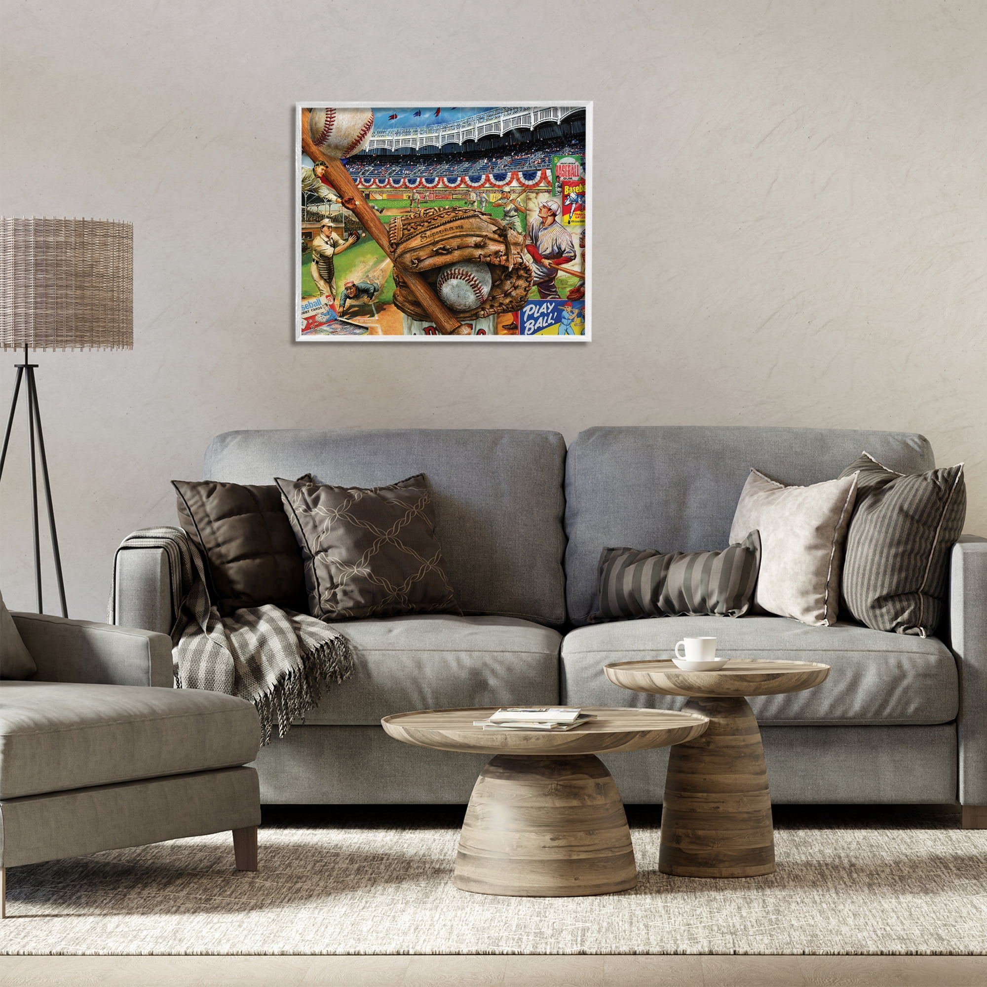 Stupell Industries Baseball Sports Collage Sports Painting White Framed Art Print Wall Art, 30 x 24