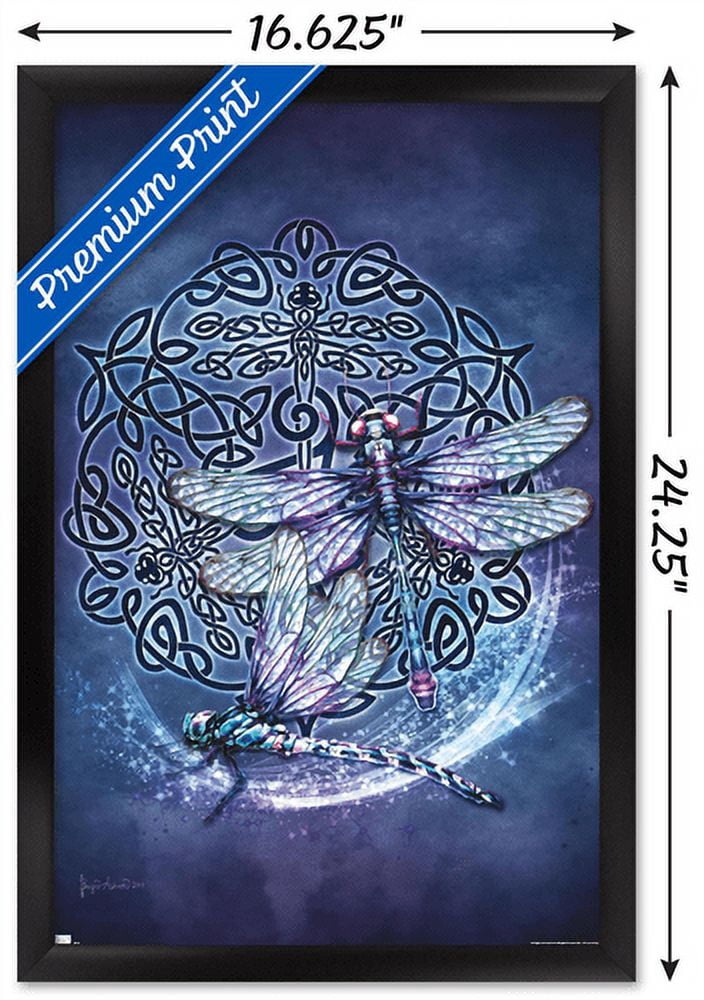 Brigid Ashwood - Celtic Dragonfly Wall Poster, 14.725" x 22.375", Framed