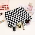 thumbnail image 7 of Pakyozj 2 Pieces Makeup Bag Large Checkered Cosmetic Bag Capacity Canvas Mix Travel Toiletry Bag Organizer Cute Makeup Brushes Aesthetic Accessories Storage Bag for Women, 7 of 7