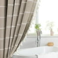 thumbnail image 4 of Zrodlmo Boho Farmhouse Shower Curtain with Hooks Rustic Cottagecore Fabric Bathroom Curtain with Tassels, 72" x 72", Coffee, 4 of 8