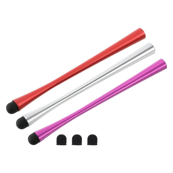 3pcs Stylus Pens for Touch Screens Slim Universal Capacitive Stylus Pen with 3 Extra Tips, Red/Silver/Purple