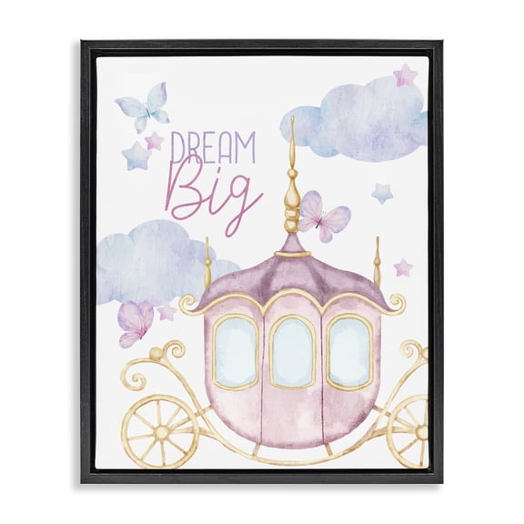 Dream Big Fantasy Carriage Black Framed Floater Canvas Wall Art, design by Kim Allen