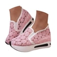 thumbnail image 3 of Women's Lace Mesh Wedge Heel Casual Shoes Air Cushion Platform Slip On Sneakers Daily Commute Work Shopping Casual Footwear Pink 35, 3 of 9
