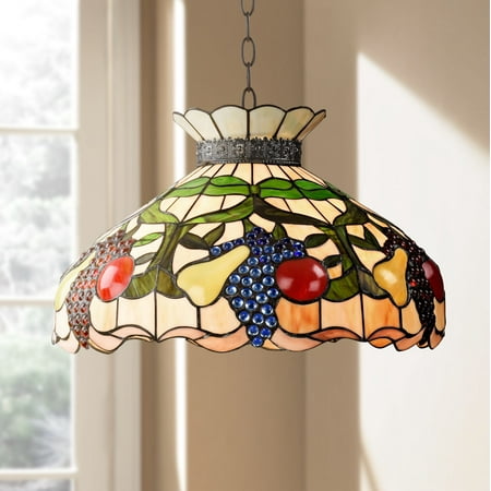 Robert Louis Tiffany Bronze Pendant Chandelier 20" Wide 3-Light Tiffany