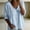 Light Blue, variant on Womens Cropped Top V Neck Ruffle Hem Flowy 3/4 Sleeve Cotton Linen Blouse Light Blue S