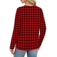 thumbnail image 5 of Nokdvo Woman's Sweatshirts Lightweight Plaid Crew Neck Pullover Long Sleeve Casual Loose Fitting Basic Tees,Red M, 5 of 5