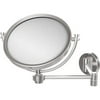 8 Inch Wall Mounted Extending Make-Up Mirror with Smooth Accents - Satin Chrome / 5X