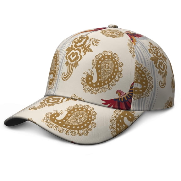 Bohemian Paisley Baseball Cap - Vintage Ethnic Floral Pattern Adjustable Snapback Hat for Men & Women