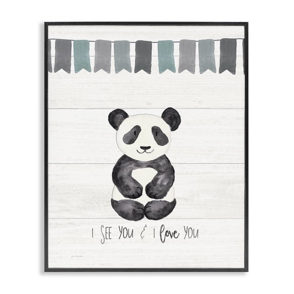 Stupell Industries Cottage I See You Panda Black Framed Giclee Art, 16 x 20, by Jo Moulton