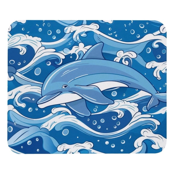 PhooArto Comfortable Mouse Pad Dolphin and Blue Wave Pattern Desktop Mousepad , 21 x 25 cm Mouse Mat, Non-Slip Rubber Base, Improves Speed and Precision