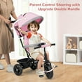 thumbnail image 4 of OLAKIDS Baby Tricycle, 6 in 1 Baby Trike Stroller Toddler Bike with Reversible Seat, Adjustable Handle, Control Direction, Removable Canopy, Safety Harness, Belt, Storage Basket, 9 Months-5 Years, 4 of 9