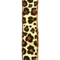 thumbnail image 2 of Flocked Cheetah Print Satin Wired Ribbon, 1-1/2-Inch, 10-Yard - Brown/Rust, 2 of 3
