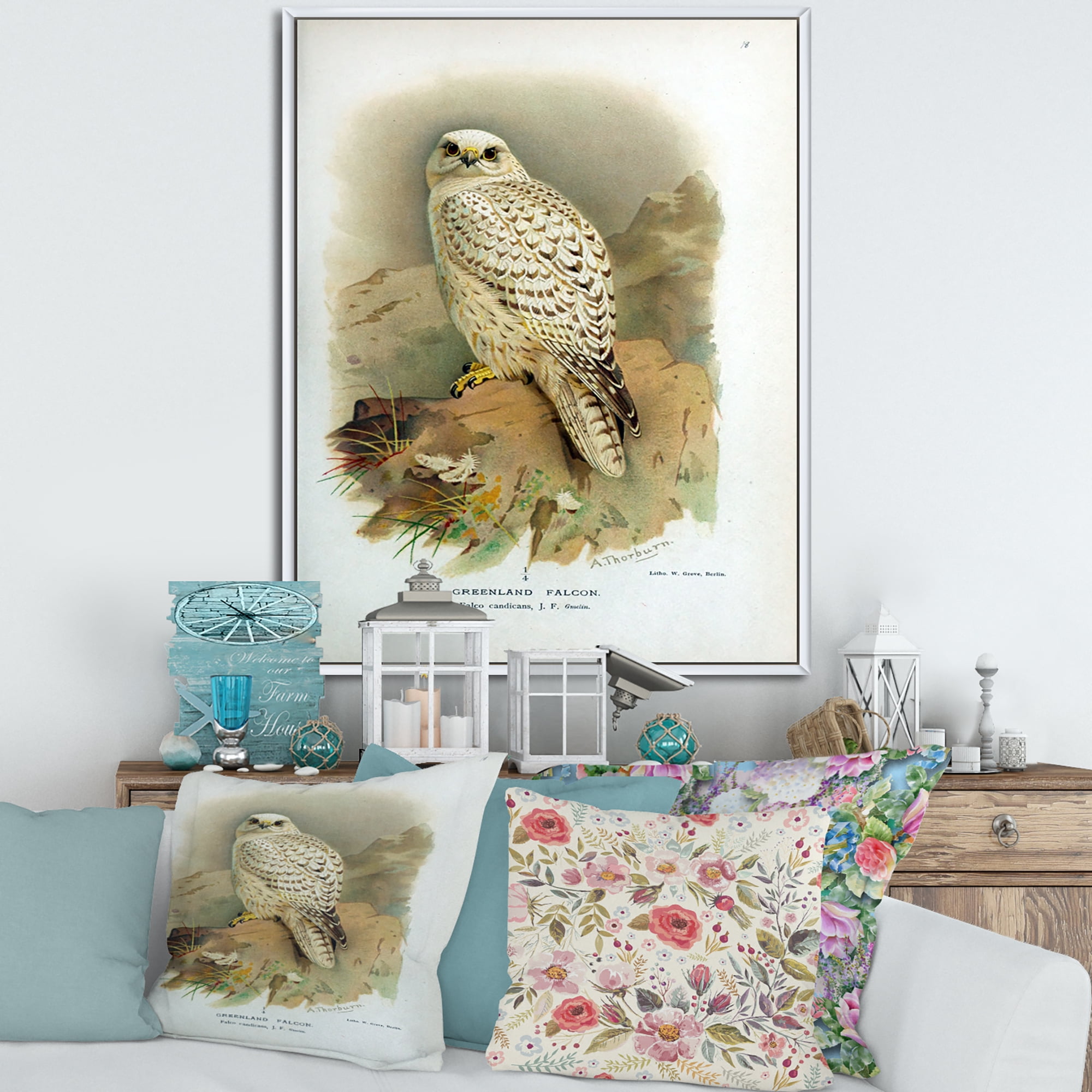 Designart 'Ancient Bird Life VII' Traditional Framed Canvas Wall Art Print