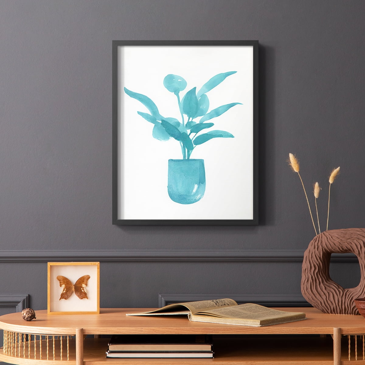 Watercolor House Plant VI Framed Print in Black Solid Wood 22 x 28 Framed Print