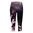 thumbnail image 2 of GHSOHS Leggings for Women Yoga Pants Women Capri Pants for Summer Capri Leggings for Women Floral Print Cropped Leggings Knee Length Summer Workout Leggings Casual Comfy Cropped Yoga Pants Knee L,2XL, 2 of 5