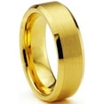 thumbnail image 2 of Charming Jewelers Tungsten Wedding Band Ring 8mm for Men Women Comfort Fit 18K Yellow Gold Plated Beveled Edge Brushed Polished Lifetime Guarantee Size 10, 2 of 5