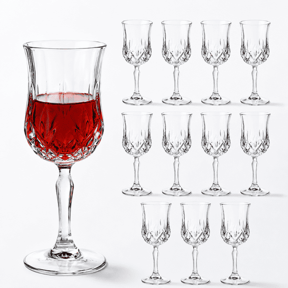 12 Pack 7.2oz Classic Stemmed Wine Glasses, Elegant Crystal Glassware for Home and Restaurants