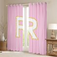 thumbnail image 2 of Feelyou Girly Monogrammed R Blackout Curtains Set of 2 (52x84 Each) for Kids, Chic Abstract Stripes Window Curtains, Initial Letter Theme Curtains and Drapes, Window Curtains Decor, 2 of 6