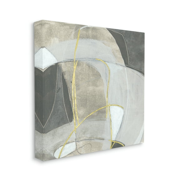 Rocky Landscape Abstraction Neutral Tone Circular Shapes Abstract Gallery-Wrapped Canvas Print Wall Art, 17x17
