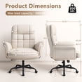 thumbnail image 2 of BOSSIN Cross Legged Office Chair with Flip-up Armrests, 135° Reclining Ergonomic Executive Chair for Big and Tall, Wide Seat Computer Desk Chair with Wheels, Beige, 2 of 9
