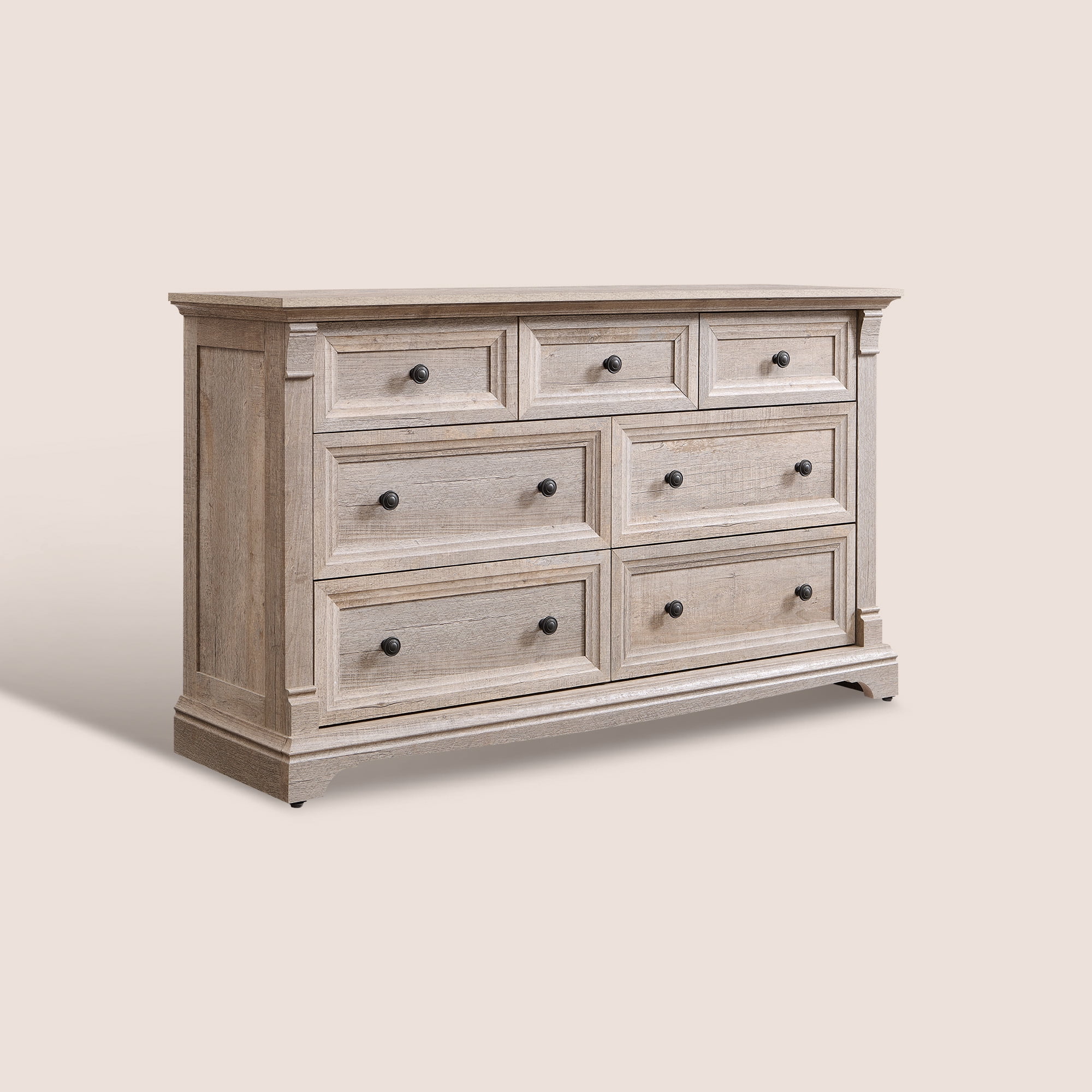 KeyWhat 54" Farmhouse 7-Drawer Dresser with Handles for Bedroom, Living Room , Hallway