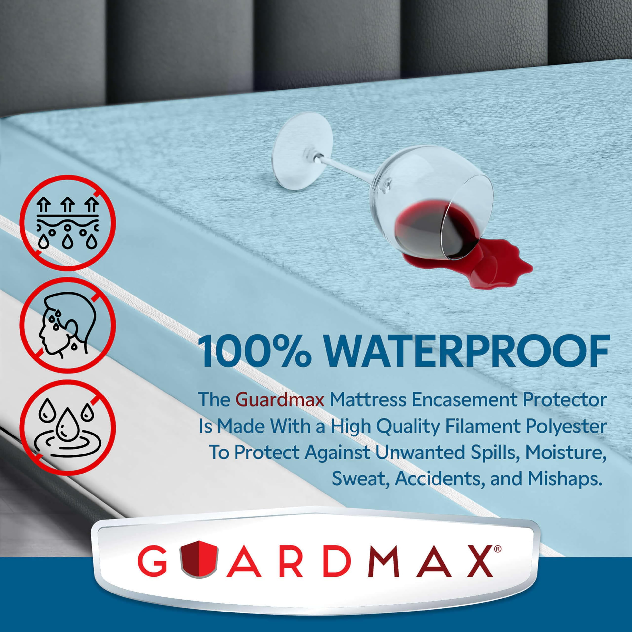 Guardmax Terry Cotton Zippered Mattress Encasement - Mini Crib Size - 100% Waterproof and Bed Bug Proof Mattress Protector - Absorbent Six-Sided Mattress Cover (Terry Cotton, Mini Crib)