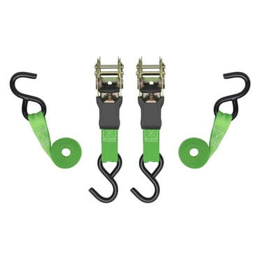 Ultra-Tow 2-Pack Padded Ratchet Tie-Downs, 500-lb. Working Load, 1500-lb. Capacity, 6ft.L, Green Polyester