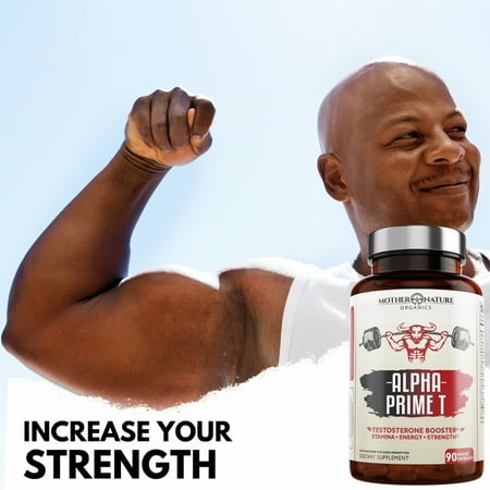 Mother Nature Organics 90ct Testosterone Booster for Men Male Enhance w. Tongkat Ali Ashwagandha Horny Goat Weed+