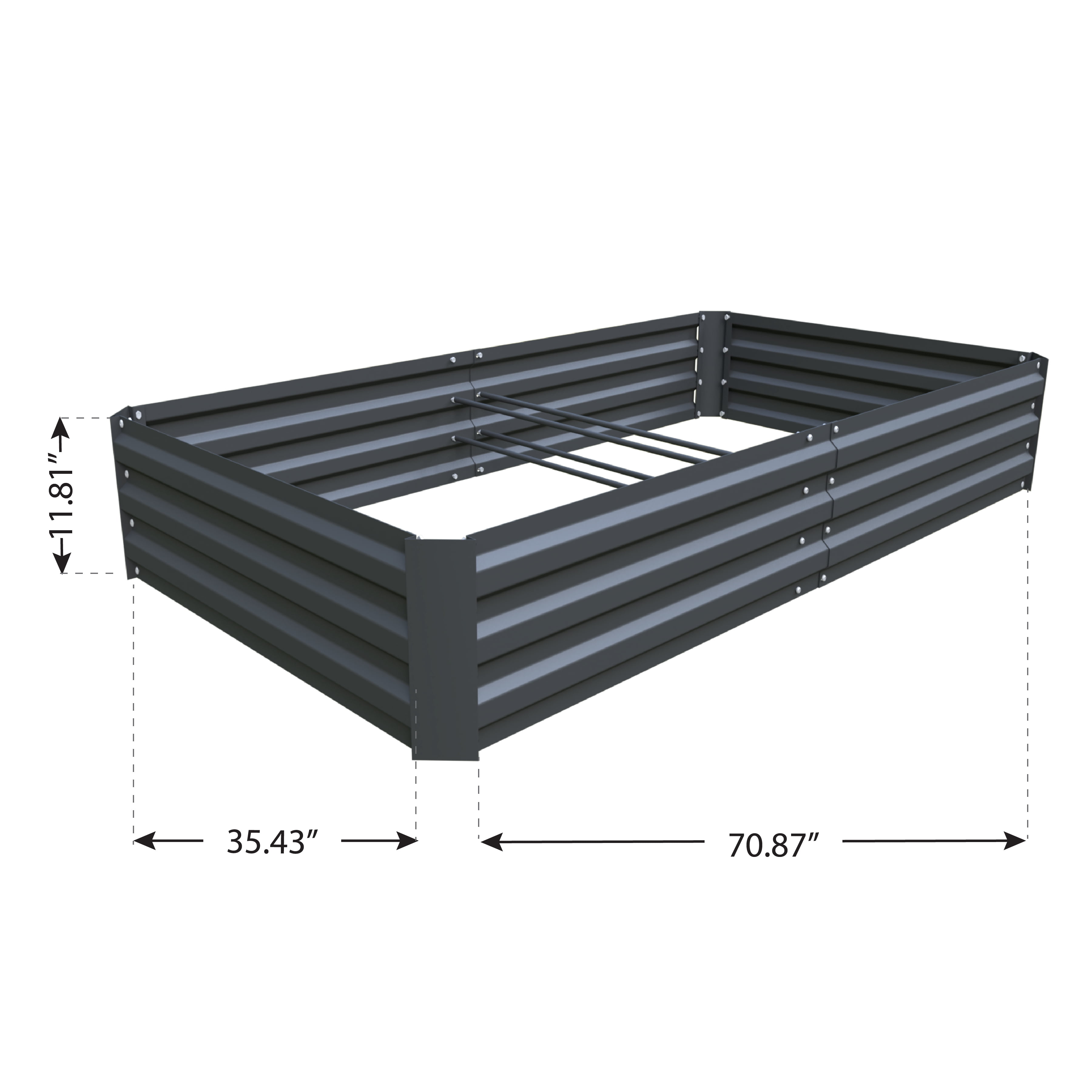 6ft x 3ft Raised Garden Bed Kit, Gray Powder Coated Steel
