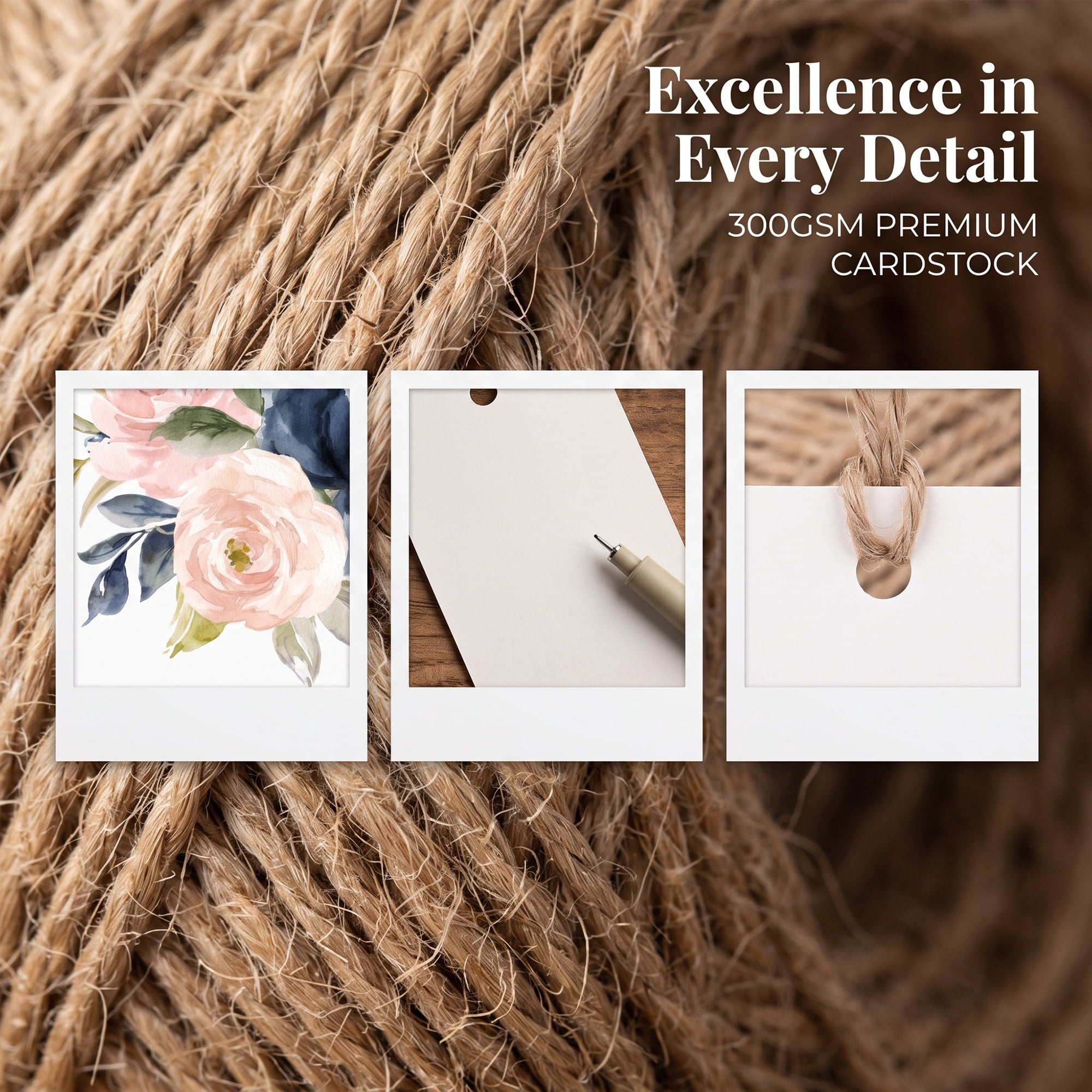 Unique Bargains Thick Thank You Gift Tags with Jute Twine Rose Pattern 2" x 3"