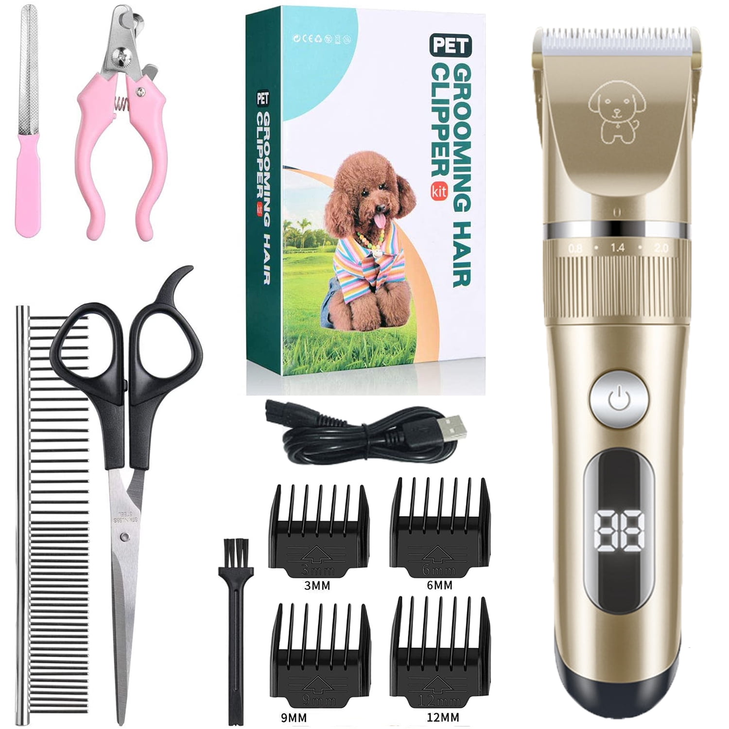 Dog Clippers Low Noise, 2Speed Quiet Cat Grooming Kit Rechargeable