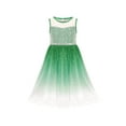 thumbnail image 1 of Vestido de Niña Verde Encaje Tul Falda Degradada Estrella Brillante sin Mangas 12 Años, 1 of 6