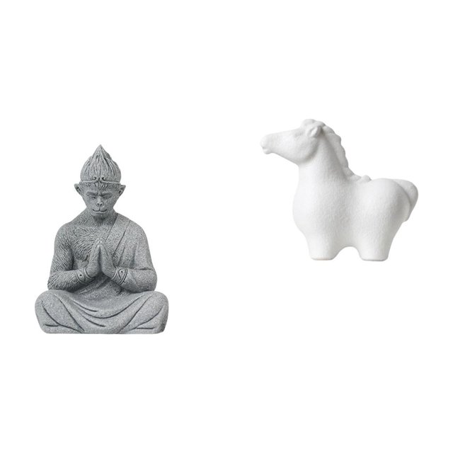 Estatua De Caballo De Porcelana De Buda Mono, Escultura De Animal En Miniatura Coleccionable, Figura Decorativa, Adorno De Mesa Para Hotel, Patio, Sala De Estar, Oficina, Interior, Armario,