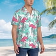 thumbnail image 3 of Susaid Flamingo Print Short Sleeve Shirts Button Down Casual Shirts Summer Beach Aloha Button Down Short Sleeve for Men ,Medium, 3 of 7
