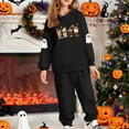 thumbnail image 2 of IUYRTFE Kids Halloween Hooded Sweatshirt Set Long Sleeve Pullover Two Piece Outfit Fall Winter Warm Casual Playwear Party Wear Toddler Boys Girls Clothing(Black,12 Years), 2 of 5