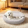 thumbnail image 3 of Round Plush Pet Bed for Dogs and Cats, Semi Enclosed Warm Sleeping Nest, Machine Washable Soft Cotton, 3 of 6